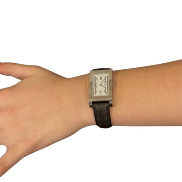 Bulgari Rettangolo Stainless Steel Watch w/Black Bands main image 4